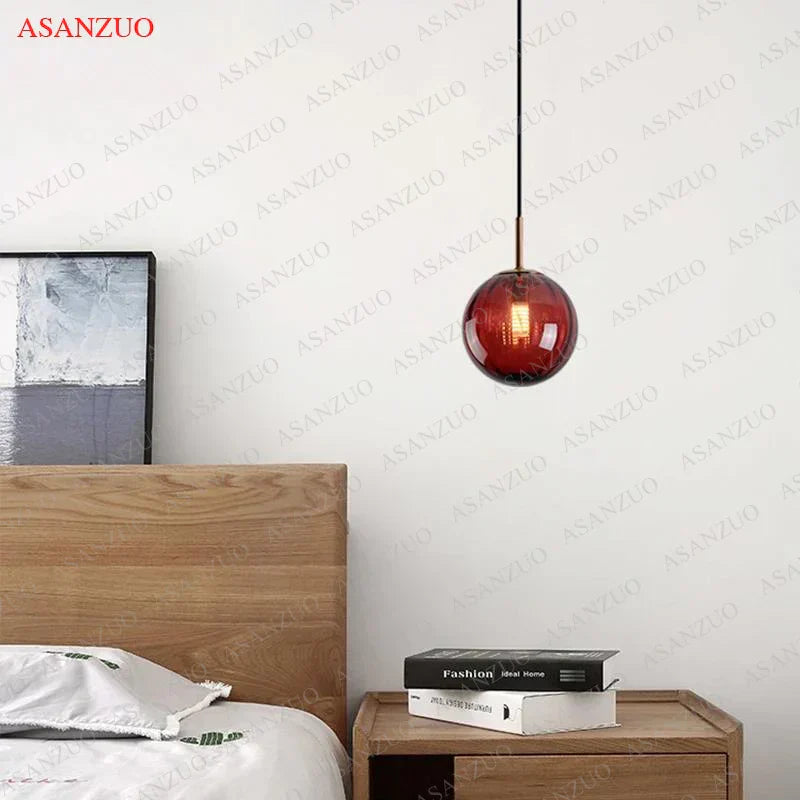 مصباح DecorBites™ المعلق الكروي الزجاجي: إضاءة LED نورديكية عصرية للمنزل والمطعم وغرفة المعيشة