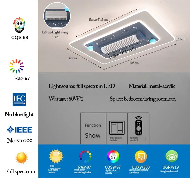 مروحة سقف DecorBites™ LED بدون شفرات مع جهاز تحكم عن بعد لغرفة المعيشة الحديثة