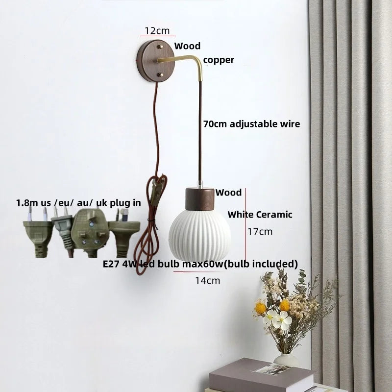DecorBites™ Ceramic LED Wall Lamp Modern Wood Decor Stair Light Fixtures