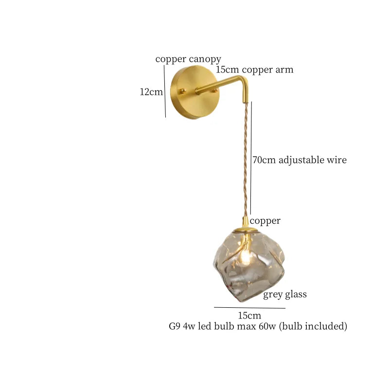 DecorBites™ Grey Glass LED Wall Lamp for Home Decor and Lighting