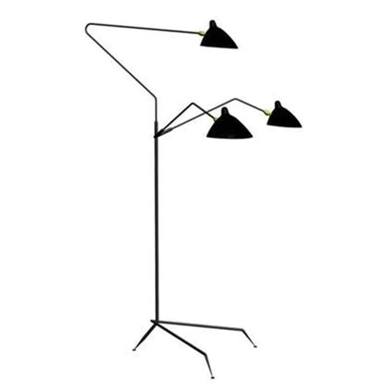 مصباح أرضي ثلاثي القوائم Serge Mouille باللون الأسود من DecorBites™‎ - مصباح قائم بتصميم صناعي