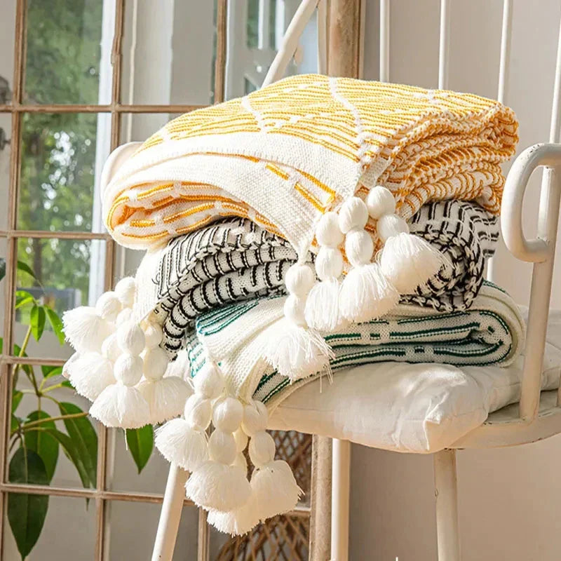 DecorBites™ بطانية أريكة محاكة - بطانية فاخرة مزخرفة للسرير والأريكة