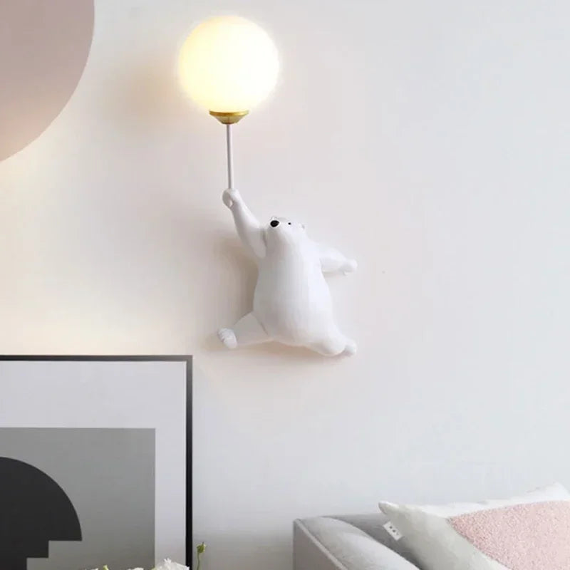DecorBites™ Bear Moon Wall Lamp: Modern Cartoon Light for Kids' Bedroom Décor
