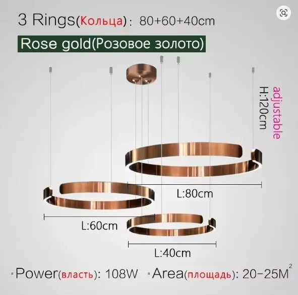 Modern Ring LED Pendant Light in Black or White