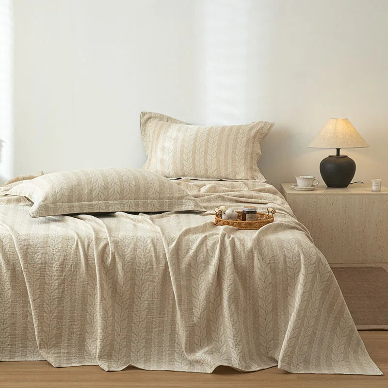 DecorBites™ Cotton & Linen Bed Sheet Set: Luxury, Skin-Friendly, All Seasons, Queen & King Sizes