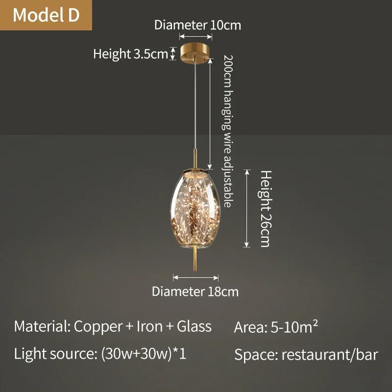 Raindrop Copper Crystal Pendant Light in Gold