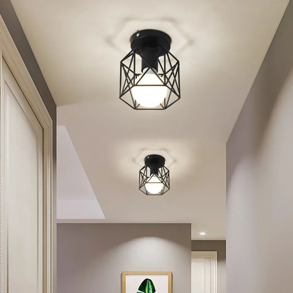 DecorBites™ Iron Cage Retro Ceiling Lamp for Home Lighting