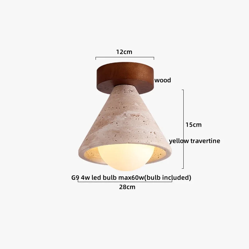 DecorBites™ Ellipse Stone LED Ceiling Light Natural Travertine Lamp Plafon
