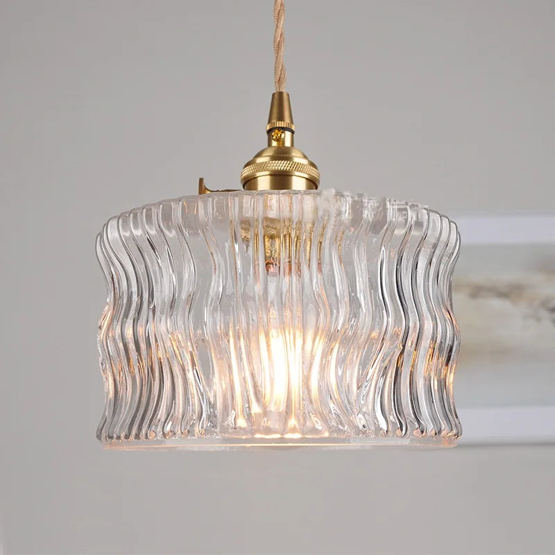 مصباح تعليق LED نحاسي من DecorBites™ بتصميم زجاجي شفاف حديث لغرفة الطعام