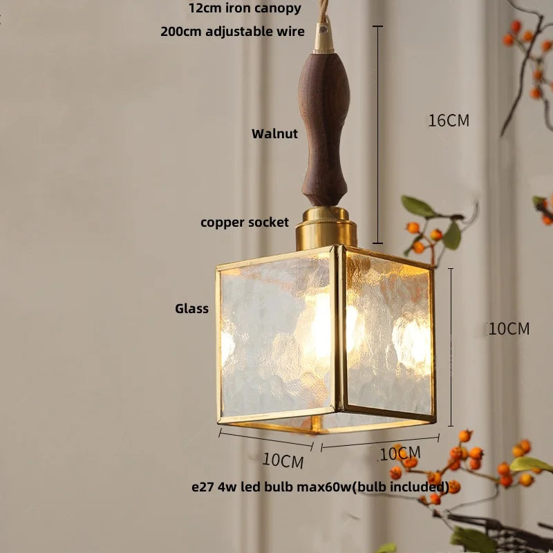 DecorBites™ Glass Brass Pendant Lamp, Adjustable Loft LED Light for Kitchen Bar Balcony