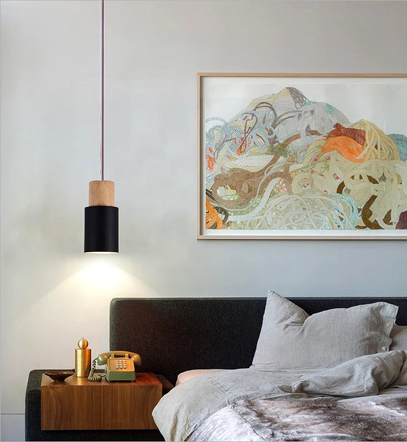 Minimalist Nordic Wood and Metal Single Pendant Light