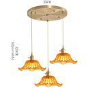 Korean Retro Glass Pendant Light With Wood Accent