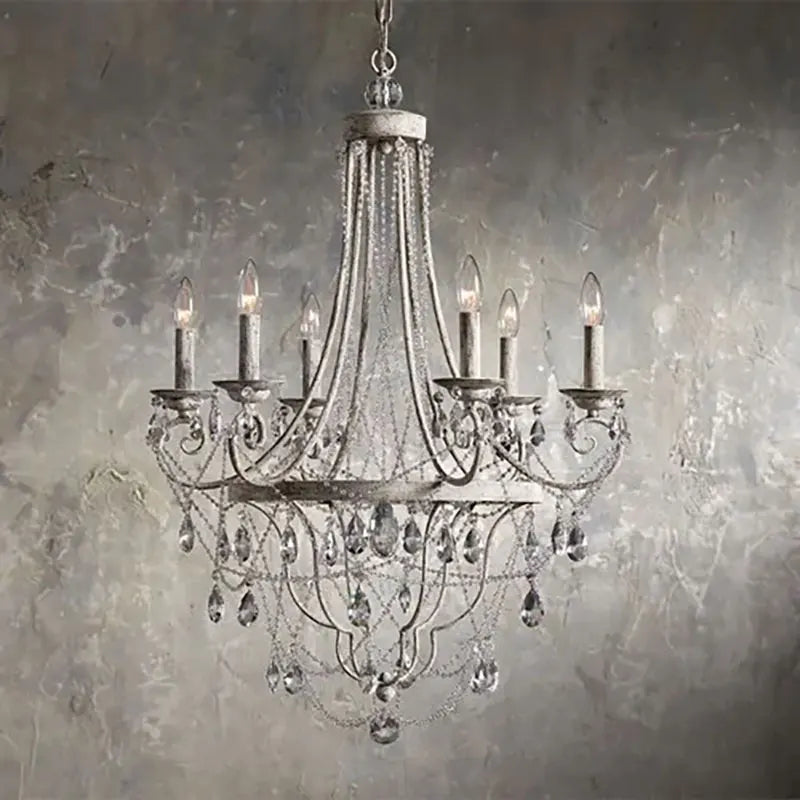 DecorBites™ Iron Art Crystal Candle Pendant Light for Home & Hospitality Decor