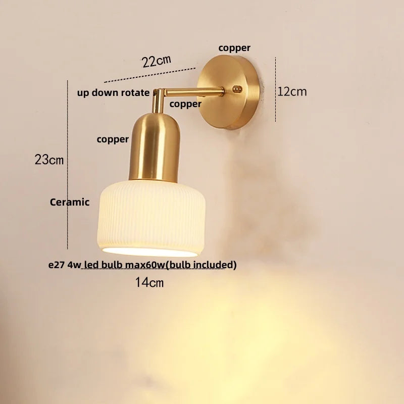 DecorBites™ Ceramic Art Wall Lamp with Rotatable LED Lights & Pull Chain Switch