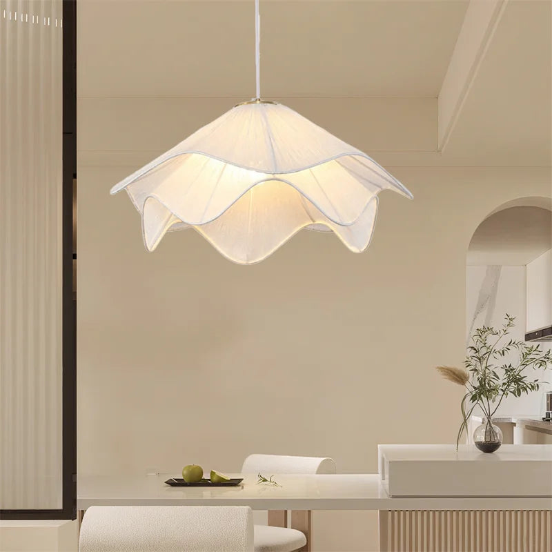 Modern Flower Fabric Pendant Light With Warm Glow