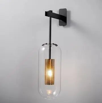 Applique murale en verre doré DecorBites™ : Lampe murale industrielle E14 post-moderne pour la décoration intérieure