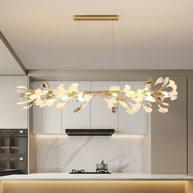 DecorBites™ Ginkgo Branch Ceramic Chandelier for Luxe Dining & Study Room