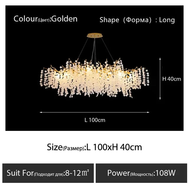 فانوس زجاجي معلّق ذهبي من DecorBites™ Gold Chandelier لديكور المنزل - إضاءة عصرية فاخرة