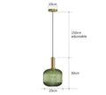 Nordic Ribbed Glass Pendant Light in Green, Grey or Amber