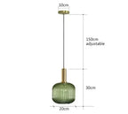 Nordic Ribbed Glass Pendant Light in Green, Grey or Amber