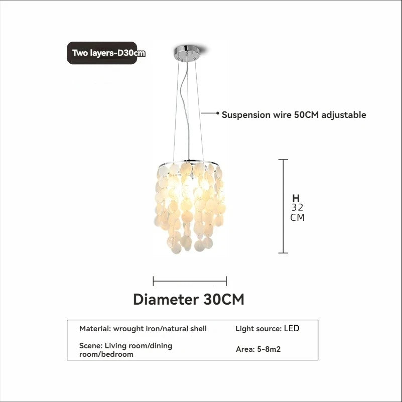 Modern Shell Pendant Chandelier in Gold or Chrome