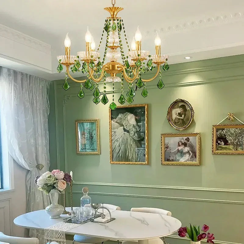ثريا كريستال خضراء DecorBites™ لغرفة المعيشة - إضاءة معلقة LED بنمط بوهيمي