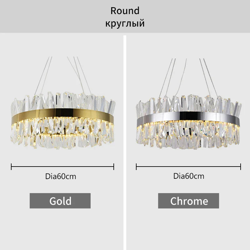 DecorBites™ Crystal LED Pendant Light Chrome/Gold Luxury Chandelier for Kitchen Living Room.