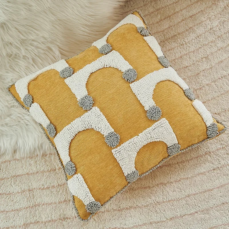 DecorBites™ Geometric Tufted Plush Cushion Cover for Stylish Home Decor