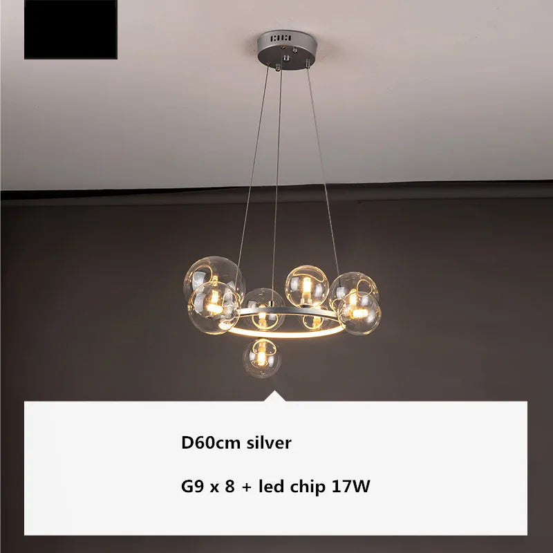 DecorBites™ Glass Ball G9 LED Chandelier: Modern Minimalist Nordic Design