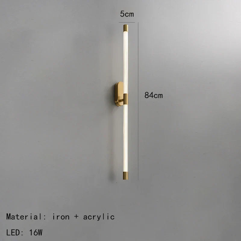 DecorBites™ مصباح حائط LED خطي من الأكريليك قابل للتعتيم ذهبي وأسود معدني لغرفة المعيشة وغرفة النوم