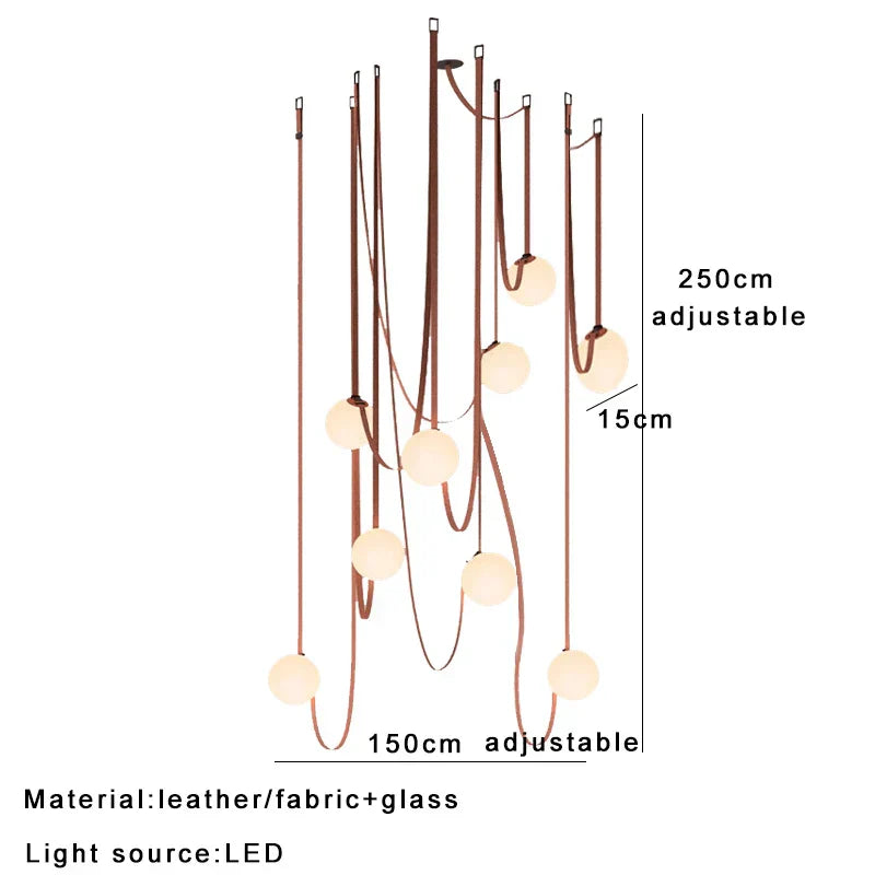مصباح معلق DecorBites™ Leather Glass Ball لغرفة المعيشة، بتركيب حزام قابل للتعديل يمكنك تصنيعه بنفسك