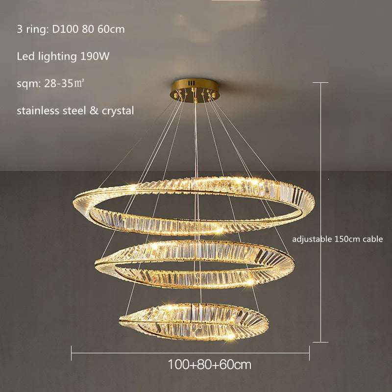DecorBites™ Irregular Gold Steel LED Pendant Light with Dimmable K9 Crystals