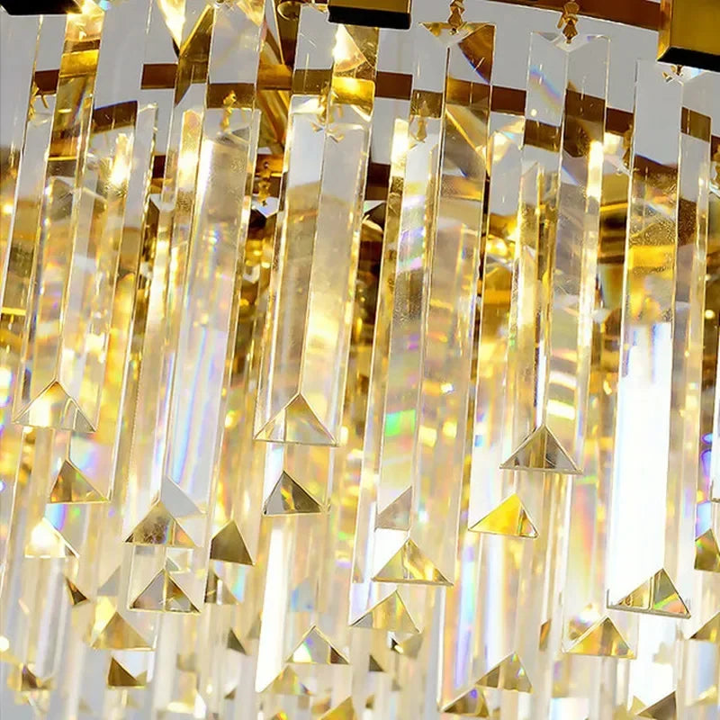 DecorBites™ Crystal LED Chandelier: Postmodern Golden Art Deco Luxury for Dinning Room