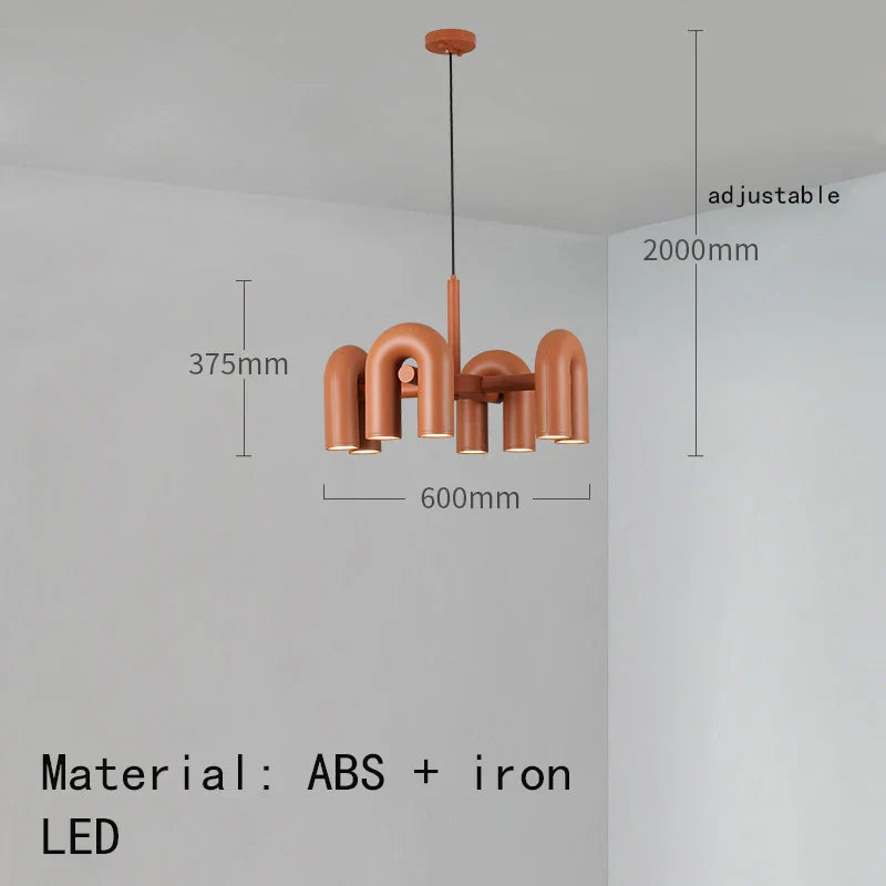 DecorBites™ Art Deco Metal Chandelier in Orange Blue Gray Black for Home and Business