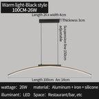 Contemporary Dining Room Pendant Light Sleek LED Arc Hanging Lamp Adjustable Brightness Energy Efficient Ideal for Kitchen Resta