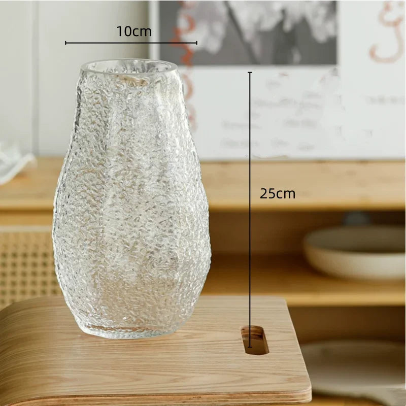DecorBites™ Green Transparent Glass Vase for Flower Arrangement & Home Decor