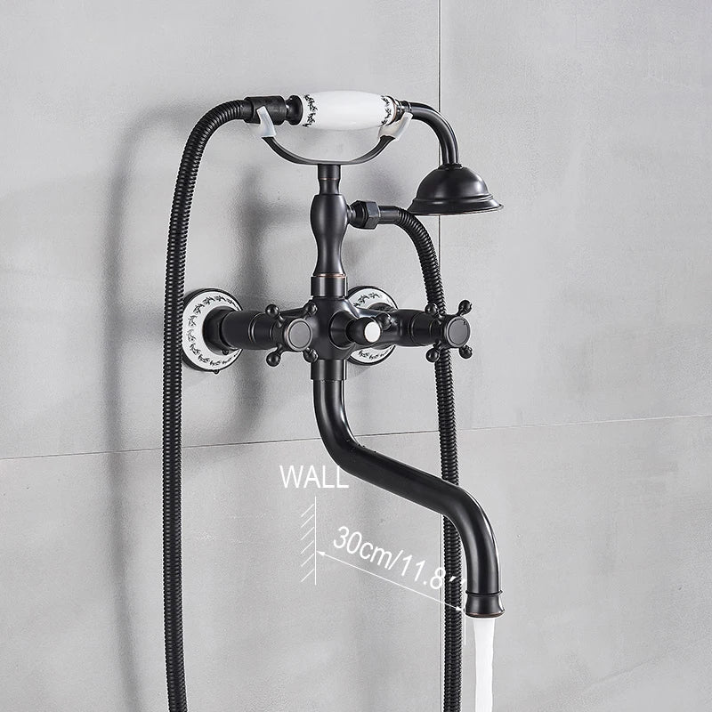 DecorBites™ Dual Handle Luxury Bathtub Faucet with Handheld Shower Mixer