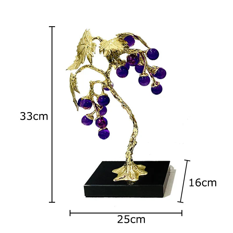 DecorBites™ Crystal Grape Tree Ornaments Gold-plated Vine Home Decor Living Room Desk Aesthetic