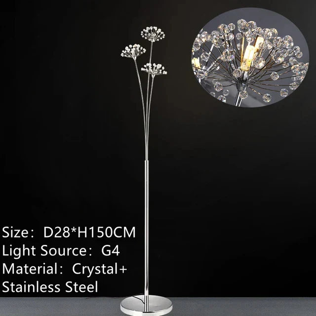 DecorBites™ Crystal Dandelion LED Floor Lamp for Living Room Bedroom Decor