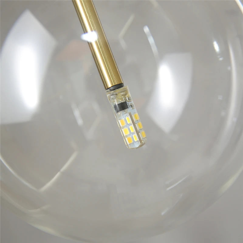 Nordic Clear Glass Globe Pendant Light in Chrome