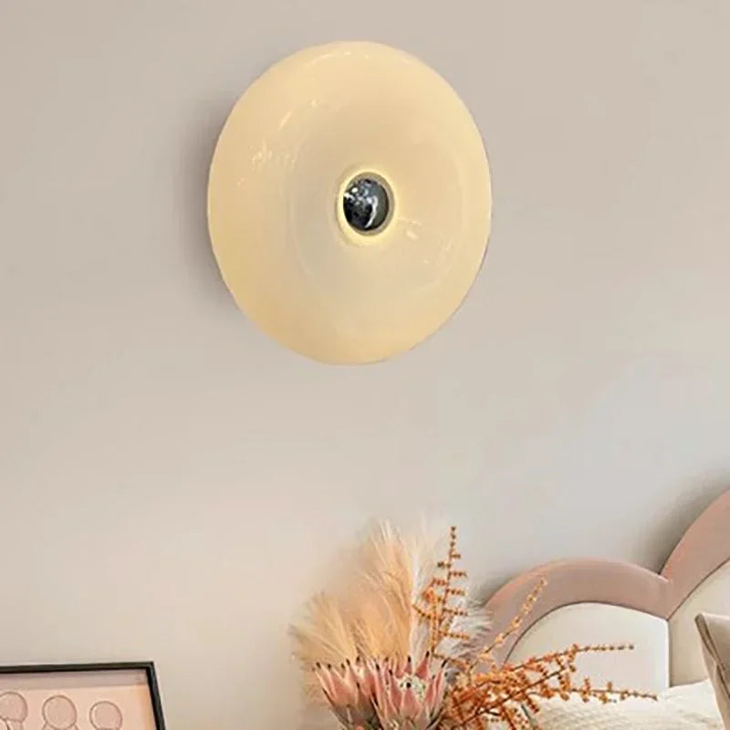 أبليك حائط DecorBites™ زجاجي على شكل دونات بتقنية LED لغرفة المعيشة وغرفة النوم والردهة وإضاءة الشرفة