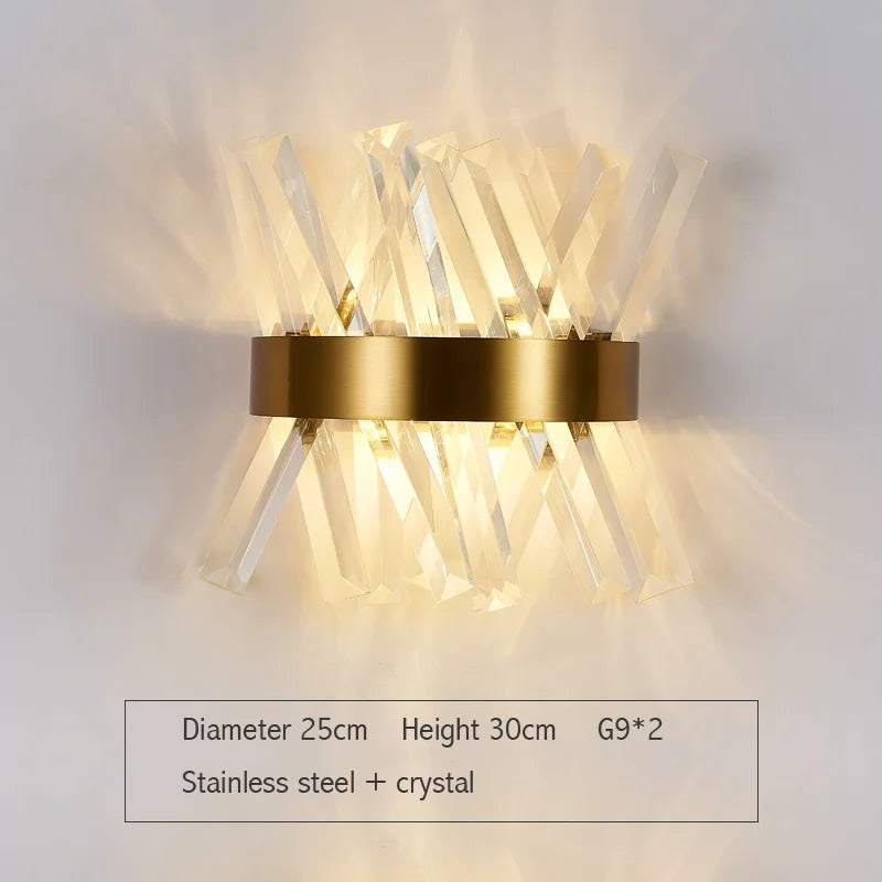 أضواء حائط كريستالية ذهبية من DecorBites™: إضاءة LED جدارية حديثة لغرفة النوم، غرفة المعيشة والحمام