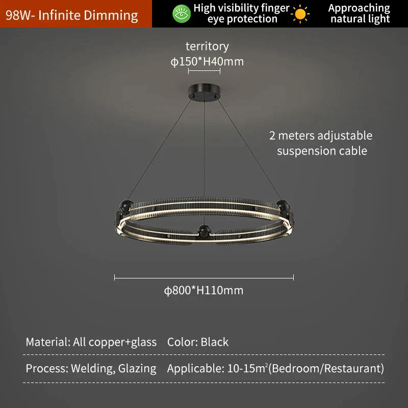 DecorBites™ ثريا غرفة المعيشة الدائرية الفاخرة ذات الإضاءة الخفيفة LED