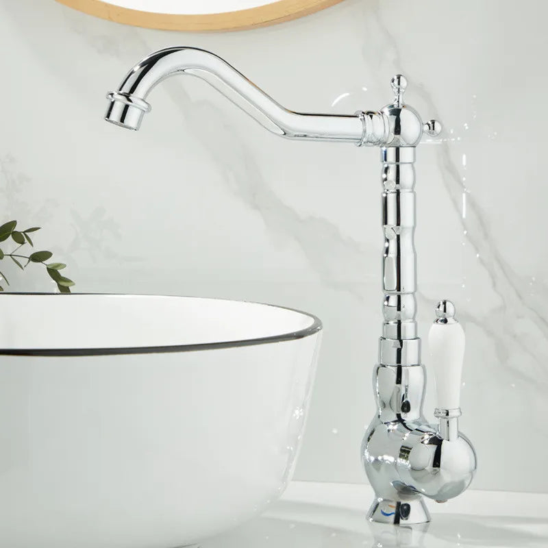 DecorBites™ Robinet de lavabo doré Mitigeur chaud froid à poignée unique