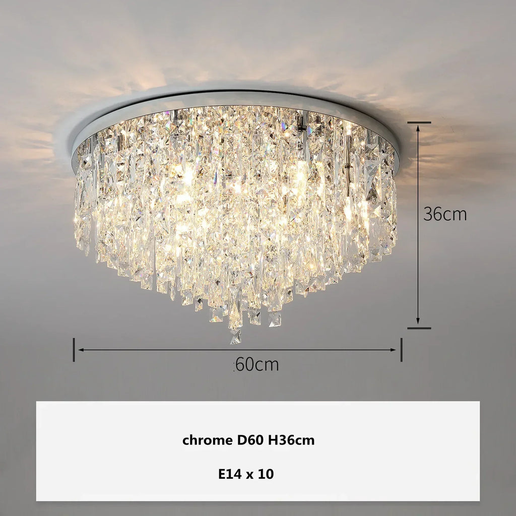 DecorBites™ Crystal Steel LED Ceiling Chandelier, Modern Art Deco Lighting Fixture