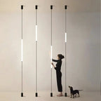 Italian Linear Black Metal & Acrylic Pendant Light