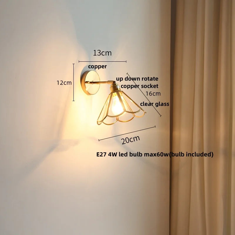 DecorBites™ Gray Glass LED Wall Lights, Pull Chain Switch, Modern Nordic Design