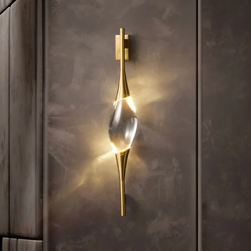 DecorBites™ Crystal Wall Sconce Copper Body Light for Bedside, Stair, Foyer, Dining Room