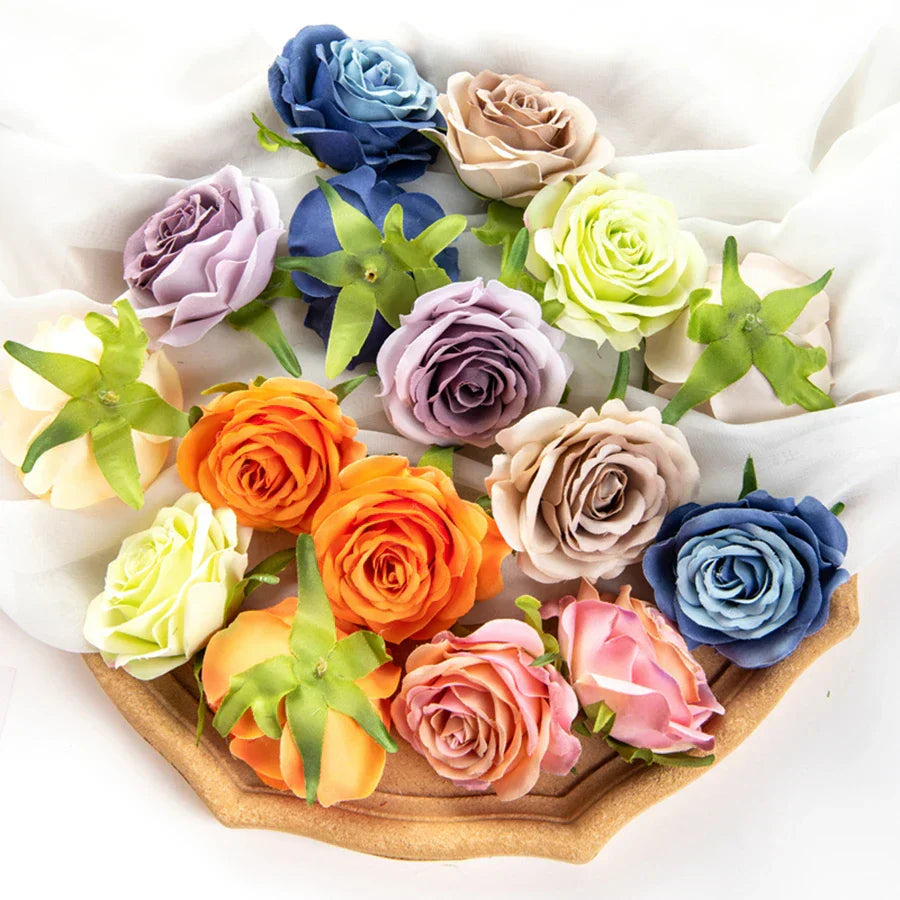 DecorBites™ 10Pcs Silk Blue Rose Wedding Party Decoration DIY Bridal Accessories Artificial Flowers