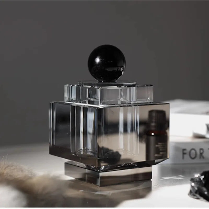 DecorBites™ Clear Crystal Geometric Storage Jar - Cubic Square Transparent Jewelry Box